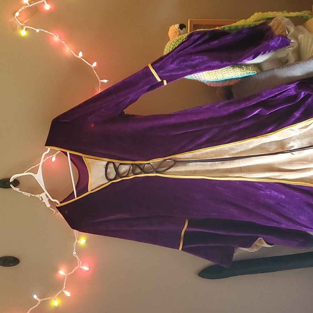Plus Size Purple and Gold  1X/2X Stretchy Renaissance Medieval Gown